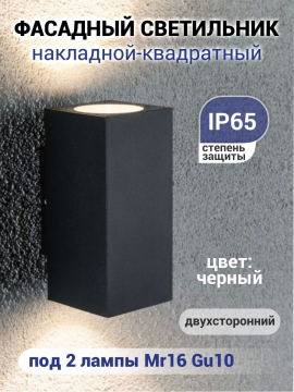 Фасадный светильник GWL-2MR16-GU10-S-IP65 BLACK 661120