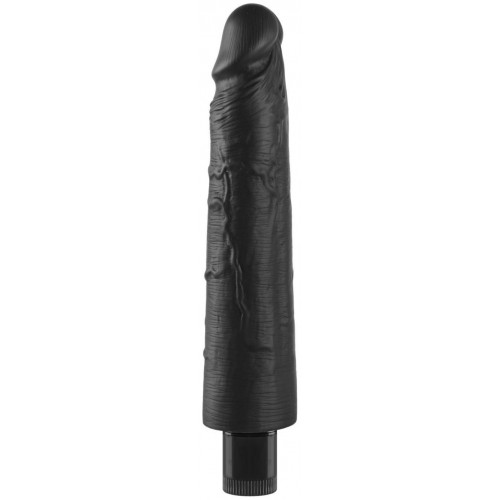 Реалистичный черный вибратор с рельефным стволом X-Men Vibrating Siliсone Cock 22 см