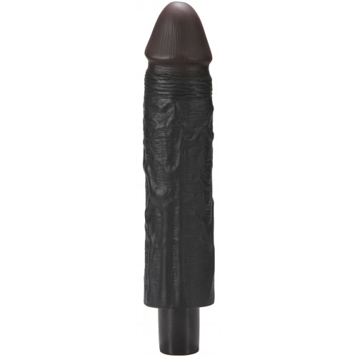 Реалистичный черный вибратор с рельефным стволом X-Men Vibrating Siliсone Cock 19 см