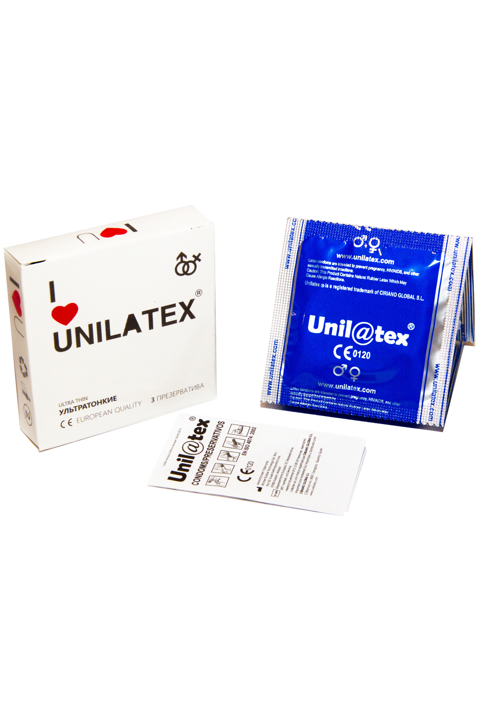 Презервативы Unilatex, natural ultrathin, ультратонкие, 19 см, 5,4 см, 3 шт.