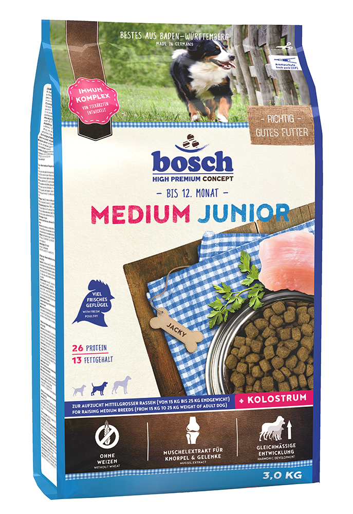 Корм для щенков средних пород Bosch Medium Junior (Бош Медиум Юниор) 3кг