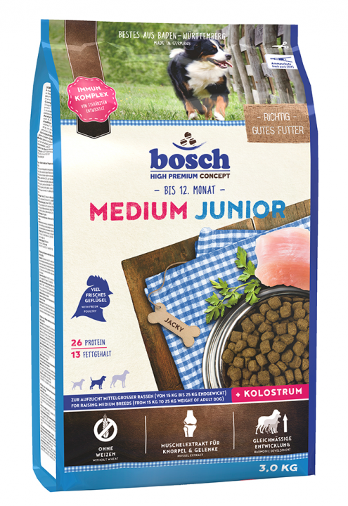 Корм для щенков средних пород Bosch Medium Junior (Бош Медиум Юниор) 3кг