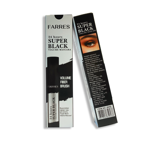 Farres 6052 Водостойкая черная тушь для ресниц Super Black Volume Mascara