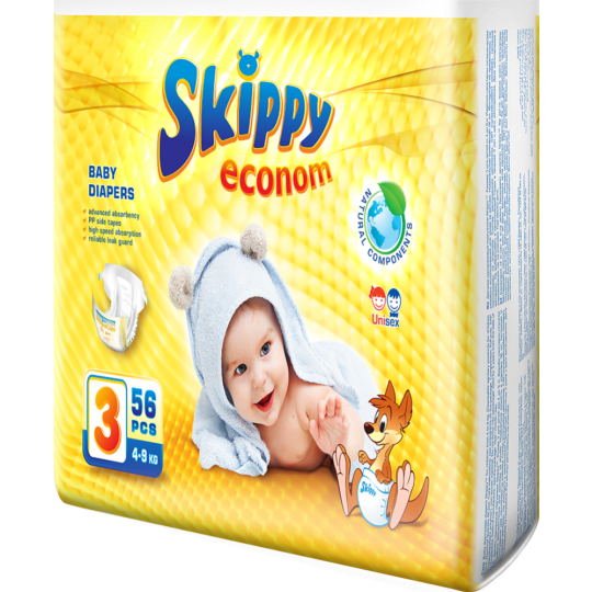 Подгузники детские «Skippy» размер 3, 4-9 кг, 56 шт