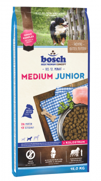 Корм для щенков средних пород Bosch Medium Junior (Бош Медиум Юниор) 15кг