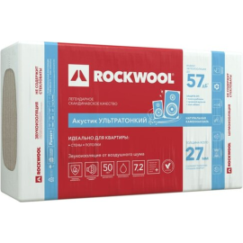 Минеральная вата «Rockwool» Акустик Баттс Про, ультратонкий, 1000x600x27 мм