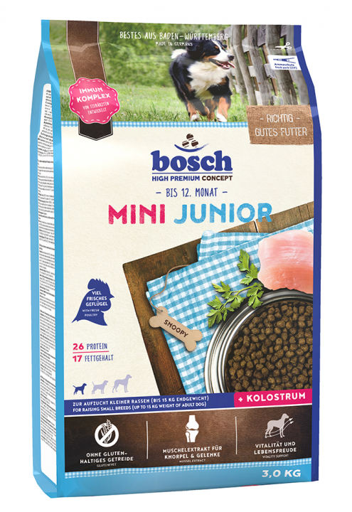 Корм для щенков мелких пород Bosch Mini Junior (Бош Мини Юниор) 3кг