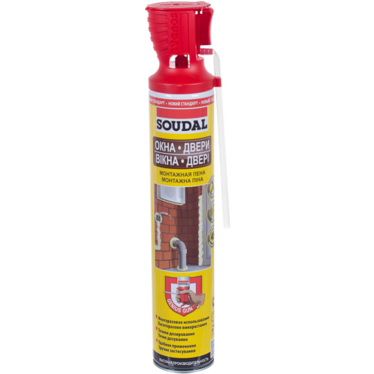 Пена монтажная «Soudal» Окна Двери Genius Gun, 750 мл