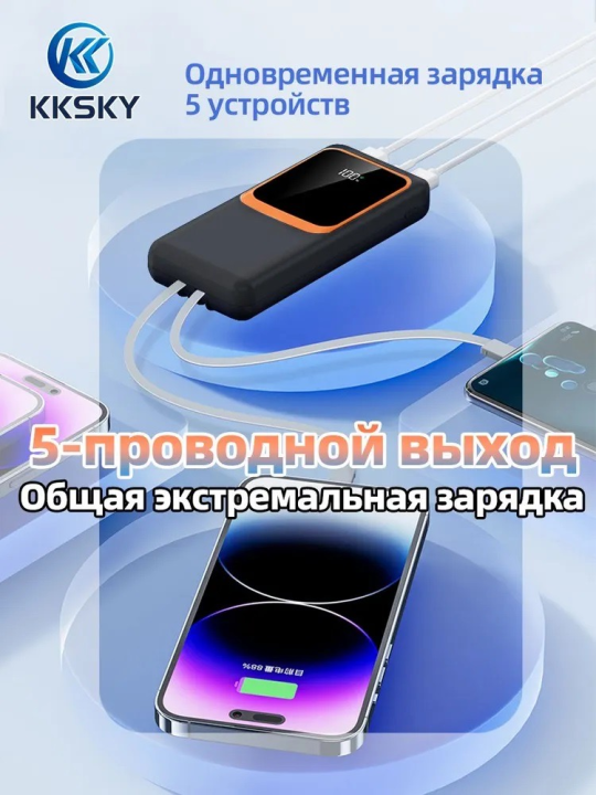 Повербанк портативное зарядное устройство Power Bank с быстрой зарядкой и контролем уровня заряда Hoco 30000 mAh белый