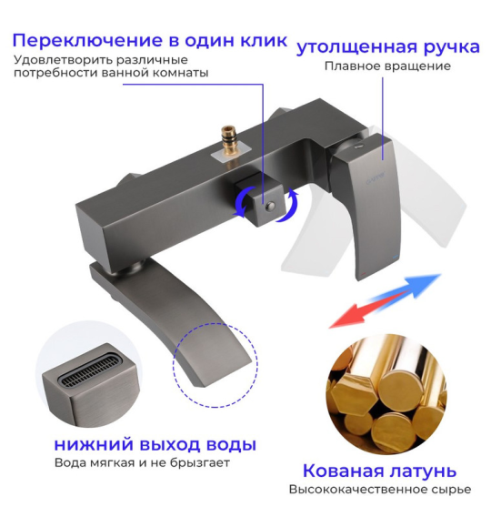 Душевая система Gappo G2407-9, Оружейная|Вороненая сталь