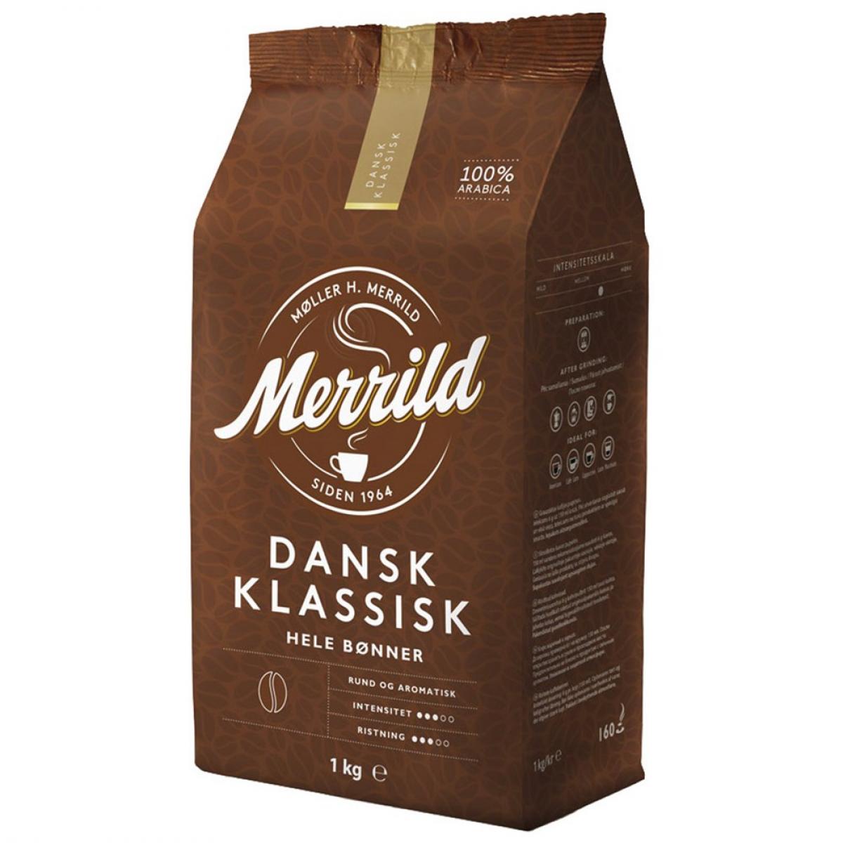 Кофе зерновой Merrild Dansk Klassisk 1кг