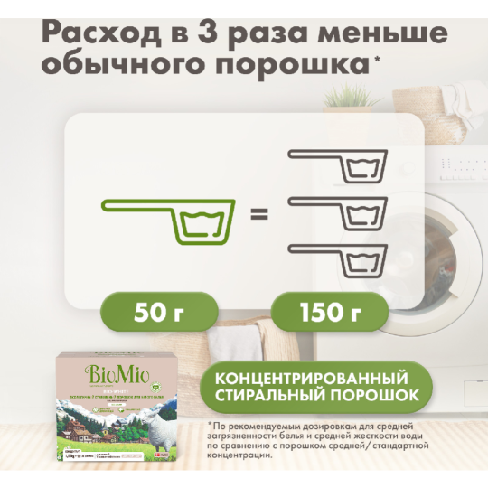 Стиральный порошок «BioMio» Bio-White, Для Белого, 1.5 кг