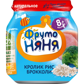 Пюре мясорастительное «Фруто Няня» брокколи с кроликом и рисом, 100 г