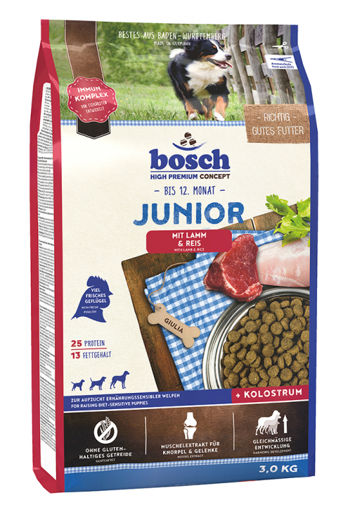 Корм для щенков Bosch Junior with Lamb & Rice (Бош Юниор Ягненок с рисом) 3кг