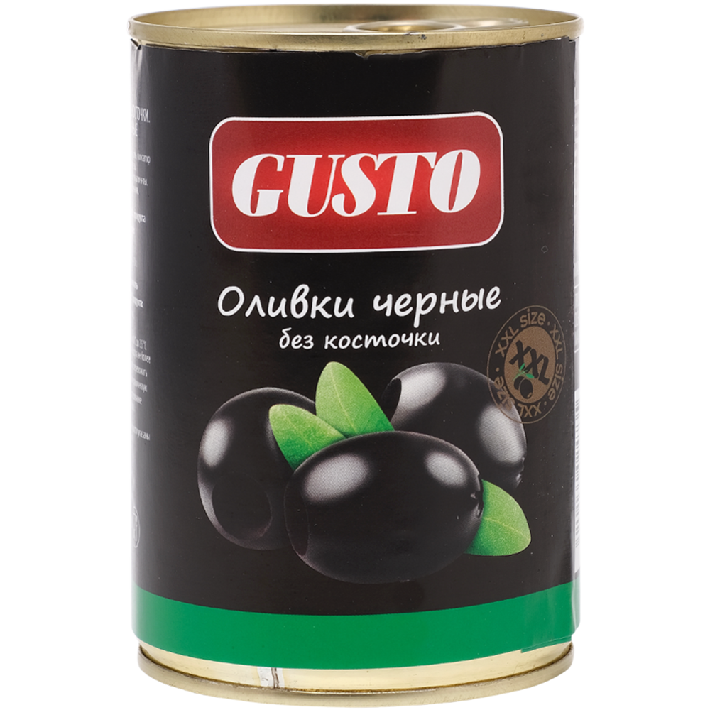 Оливки «Gusto» черные, без косточки, 400 г #0