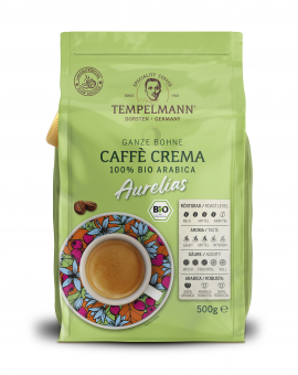 Кофе в зернах TEMPELMANN AURELIAS C.Crema, BIO ARABICA 500г, Германия