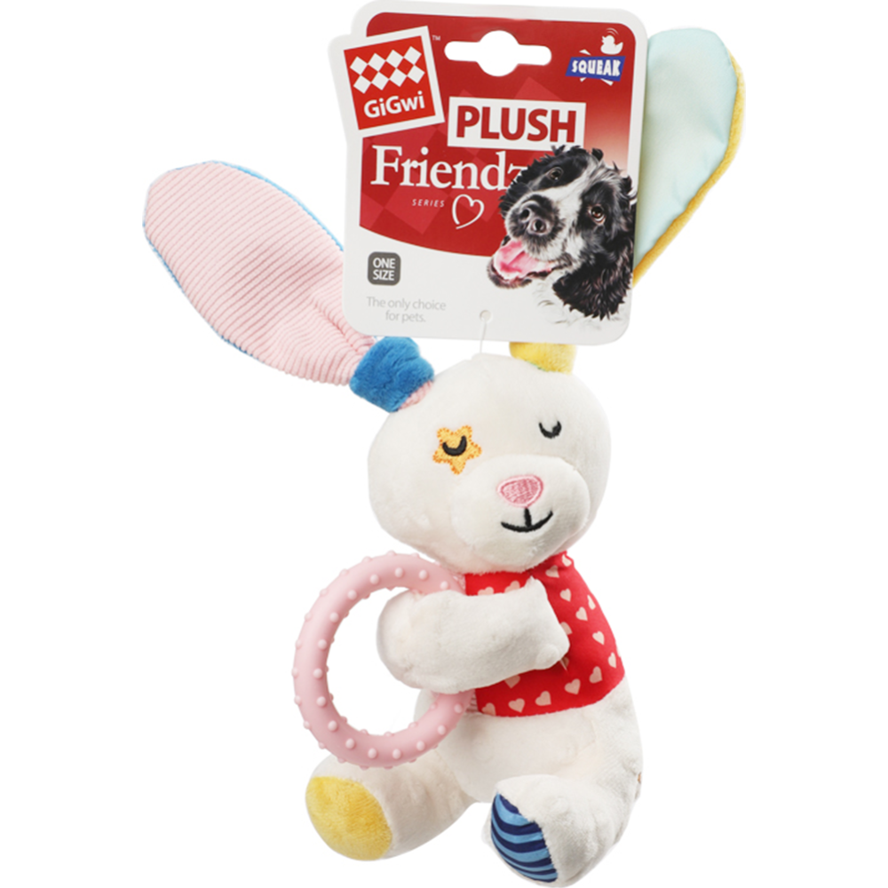 Игрушка для собак «Triol» Plush Friendz, GiGwi, заяц с кольцом, 17 см