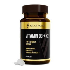 Биологически активная добавка к пище "Vitamin D3+К2" ("Витамин D3+K2") 5000МЕ, 60 таблеток; ТМ AWOCHACTIVE