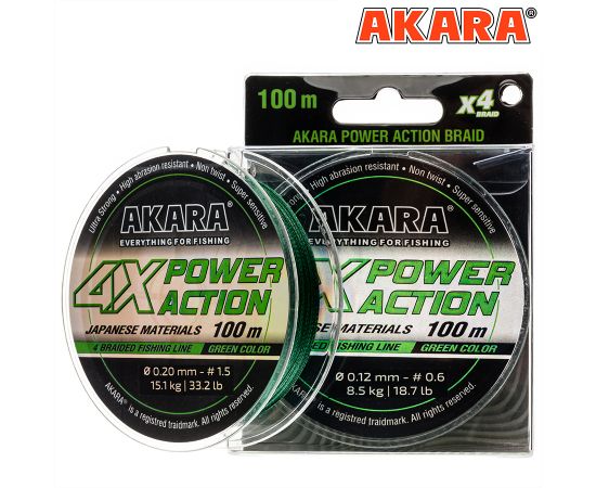 НЕ СТАВИТЬ В ПРОДАЖУ! Плетёный шнур Akara Power Action X-4 (100м), 0.1 мм