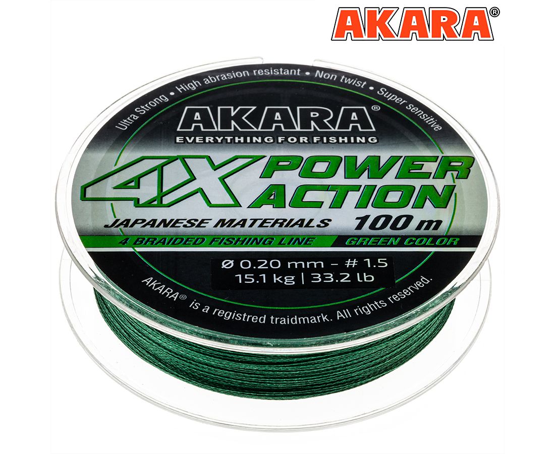 НЕ СТАВИТЬ В ПРОДАЖУ! Плетёный шнур Akara Power Action X-4 (100м), 0.1 мм