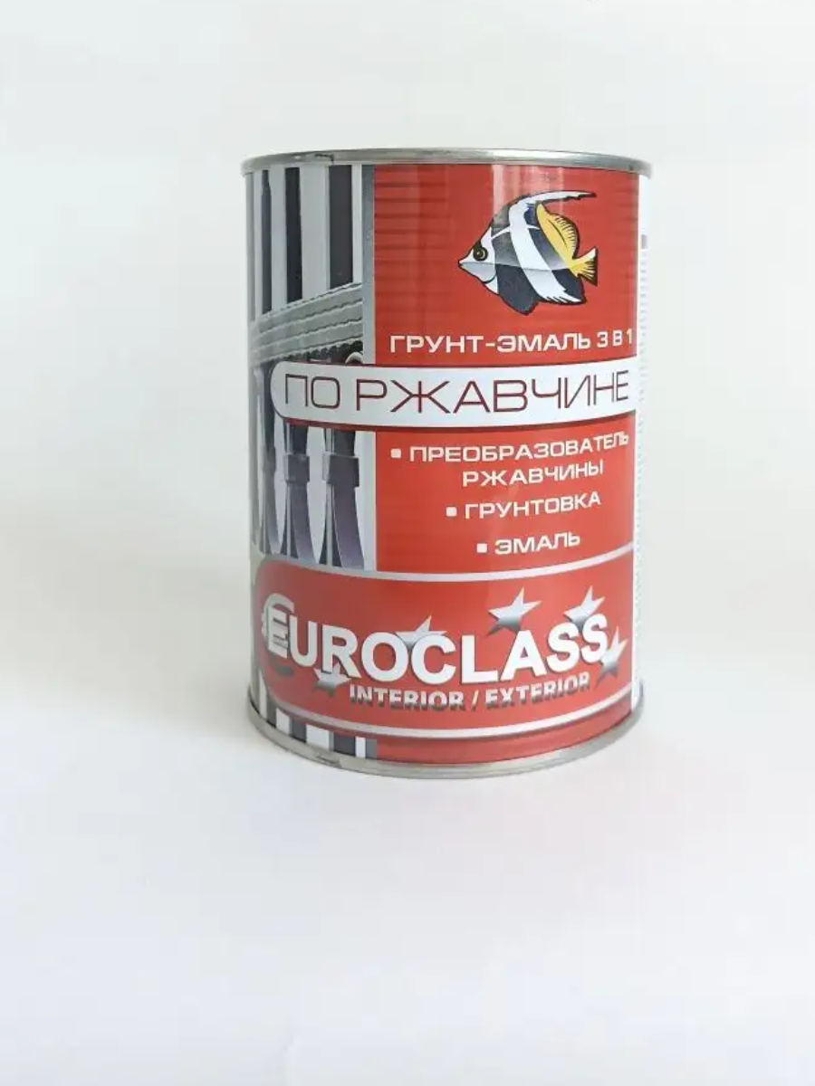 Грунт-эмаль по ржавчине 3в1 EUROCLASS 0.9кг  СЕРАЯ