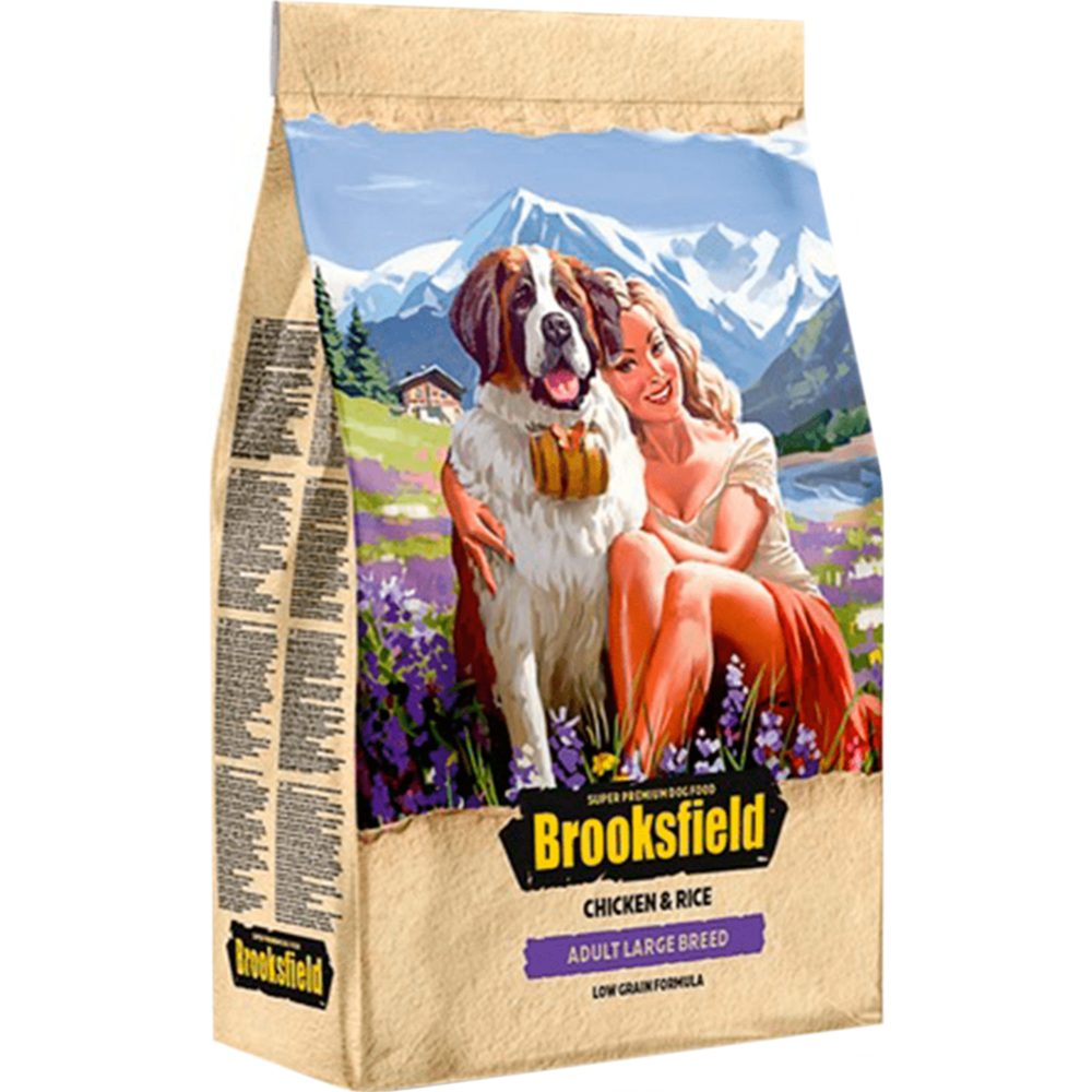 Корм для собак «Brooksfield» Low Grain Adult Dog Large Breed, курица/рис, 3 кг
