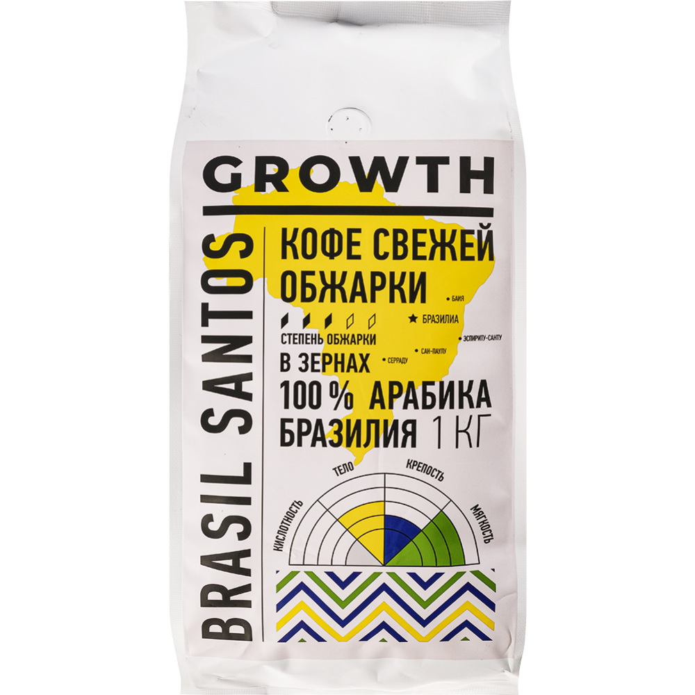 Кофе в зернах «Growth» Brasil Santos, 1 кг #0