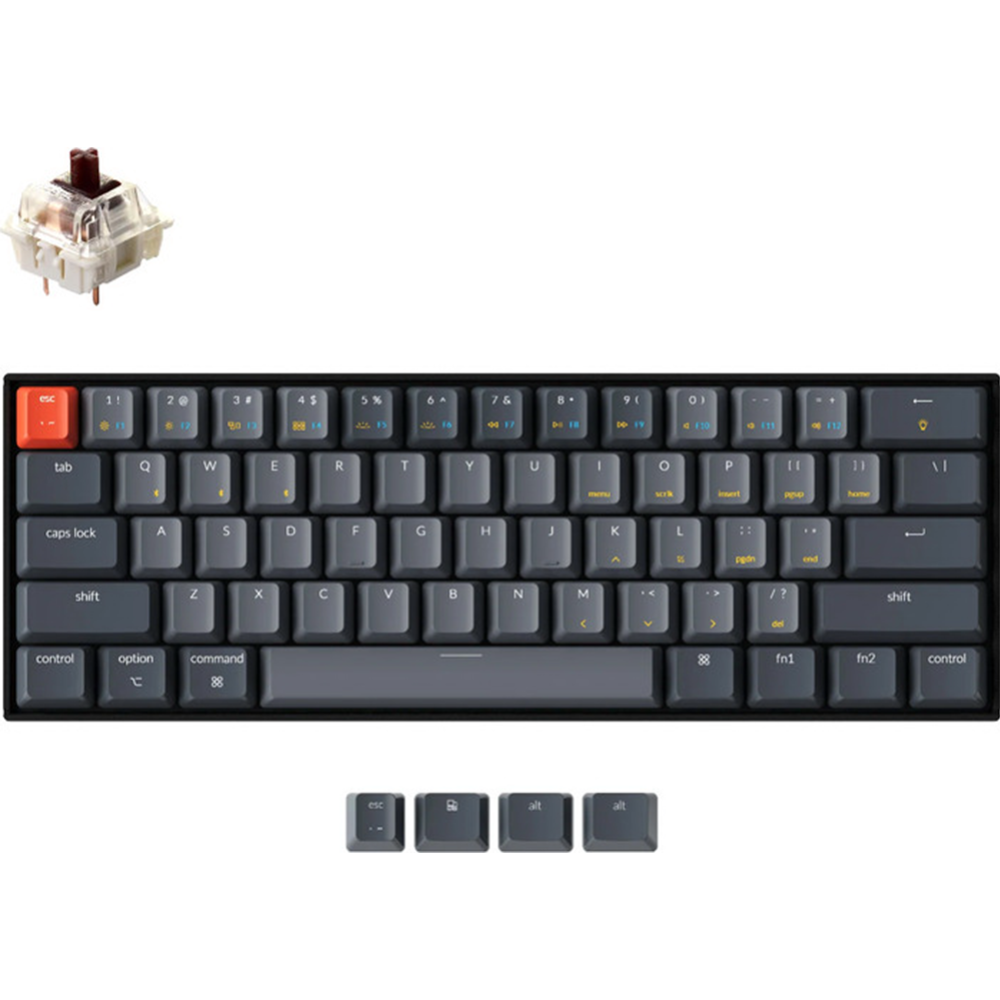 Клавиатура «Keychron» K12, K12-B3-RU, grey/brown