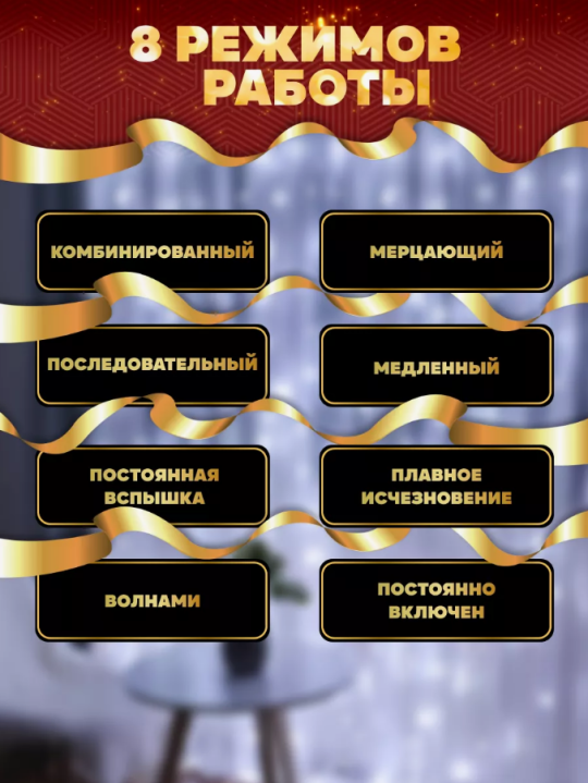 Гирлянда занавес-штора 2 на 2 Белый цвет (Дождик, лампочки, новогодняя гирлянда)