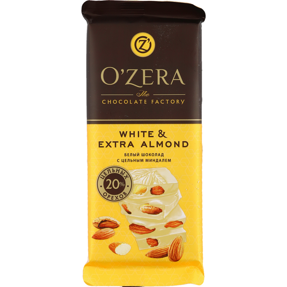 Шоколад «O'Zera» белый, Extra Almond, 90 г