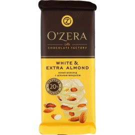 Шоколад «O'Zera» белый, Extra Almond, 90 г