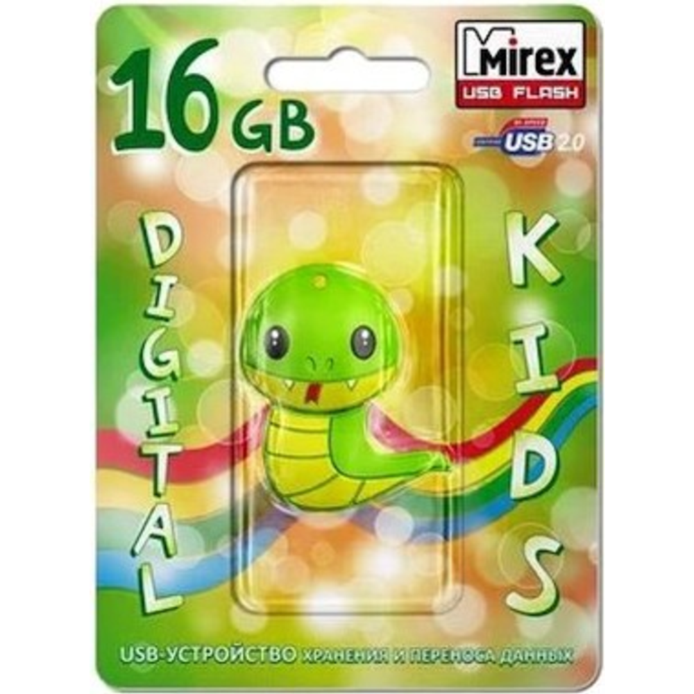 USB-накопитель «Mirex» 16GB, 13600-KIDSNG16, snake green