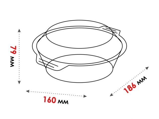 Кастрюля из жаропрочного стекла, 0.7 л, с крышкой, 186х160х79 мм, PERFECTO LINEA (11-070010)