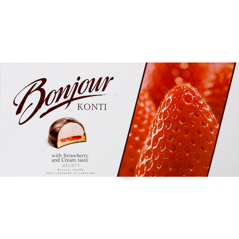Десерт «Konti» Bonjour Souffle, клубника со сливками, 232 г #0