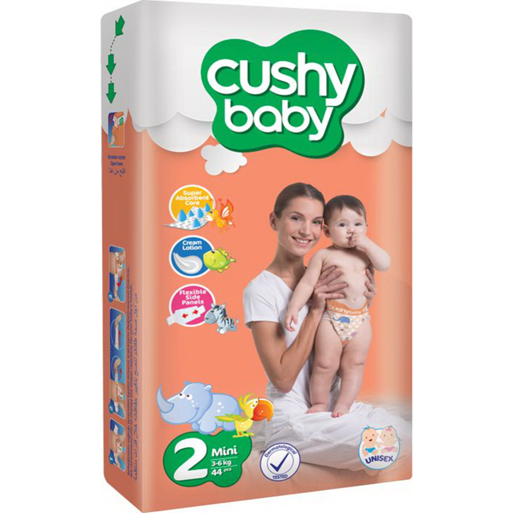 Под­гуз­ни­ки дет­ские «Cushy Baby» Jumbo pack, размер Mini 2, 3-6 кг, 80 шт