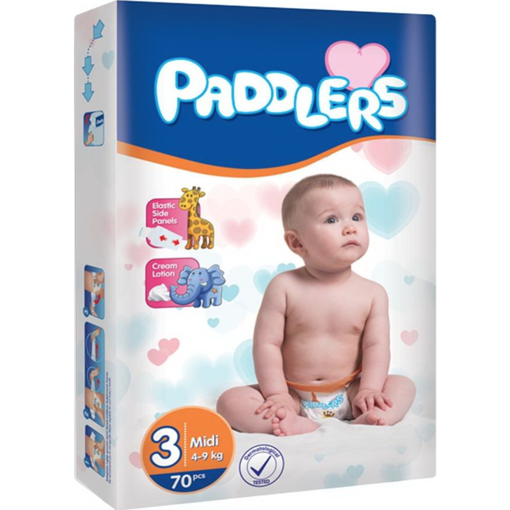 Детские подгузники «Paddlers» Jumbo pack, midi, 4-9 кг, 70 шт.   #0