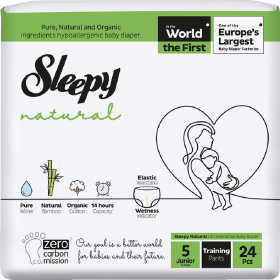 Под­гуз­ни­ки-тру­си­ки дет­ские «Sleepy Natural» Jumbo Pack, размер Junior, 11-18 кг, 24 шт