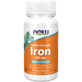 Бисглицинат железа Now Foods Iron Double Strength 36 мг, 90 капс.