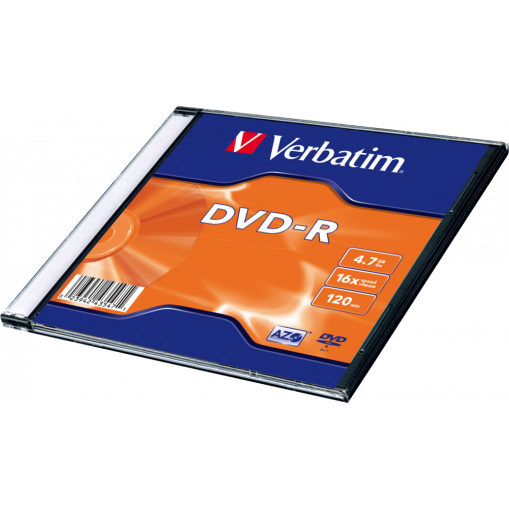 Диск DVD-R «Verbatim» 4.7Gb 16xSlimcase, 43547