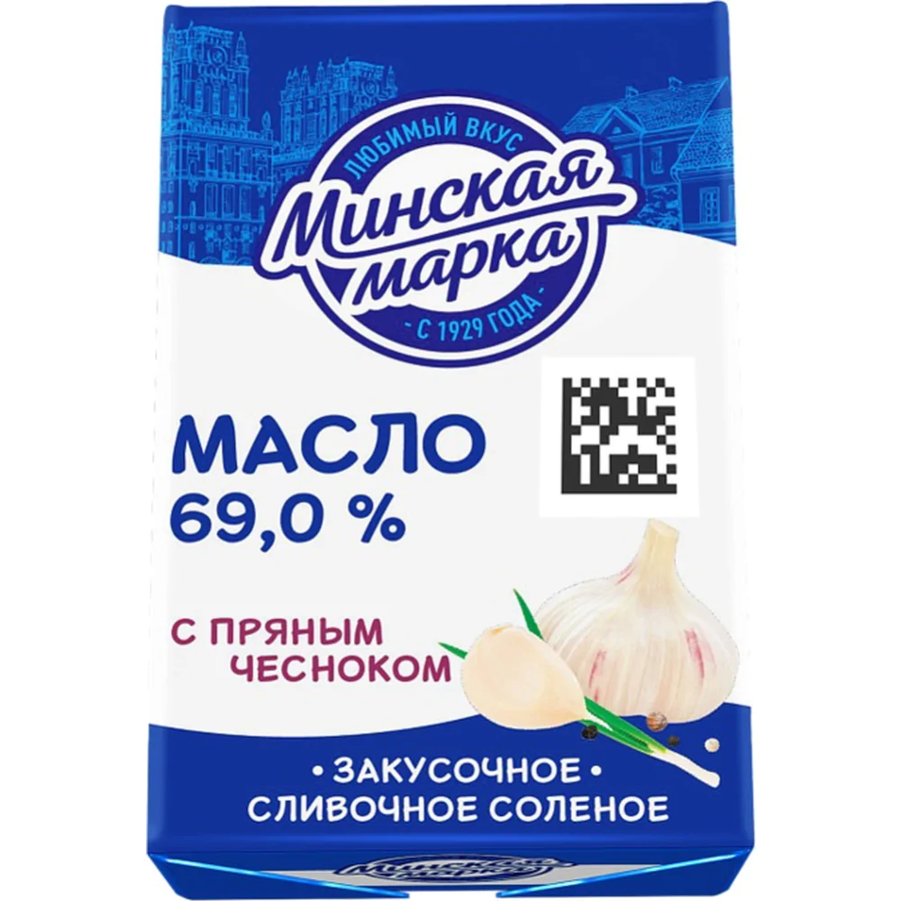 Масло сливочное «Минская марка» соленое, пряный чеснок, 69,0%, 180 г купить  в Минске: недорого в интернет-магазине Едоставка