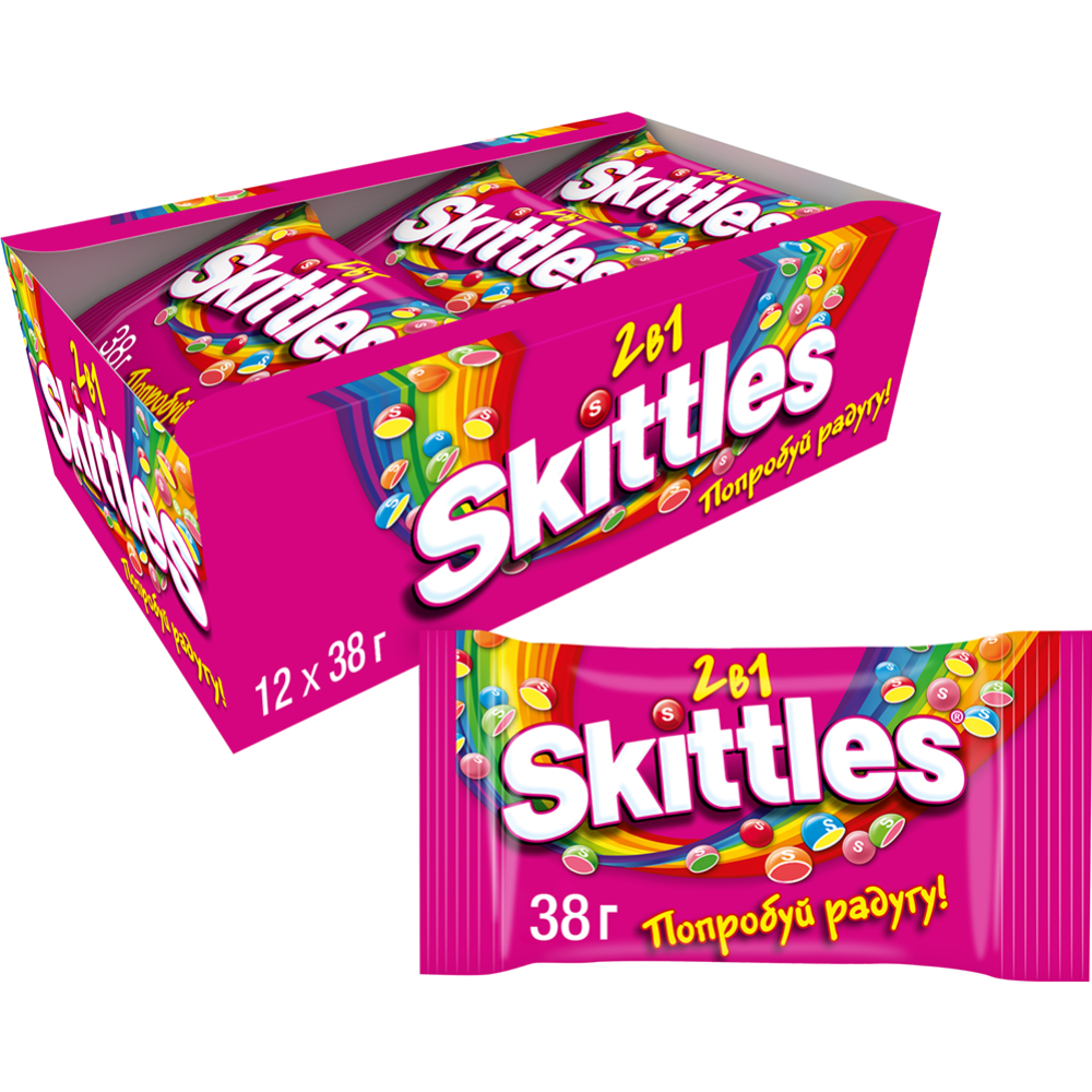 Драже жевательное «Skittles» 2 в 1, 38 г #1