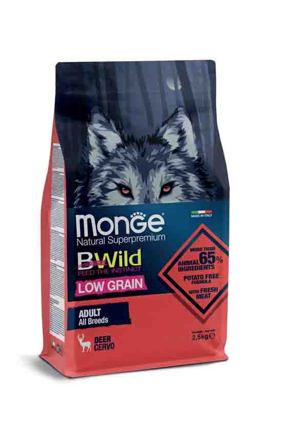 Корм для собак всех пород Monge BWild Low Grain Adult All Breeds (оленина), 2,5 кг