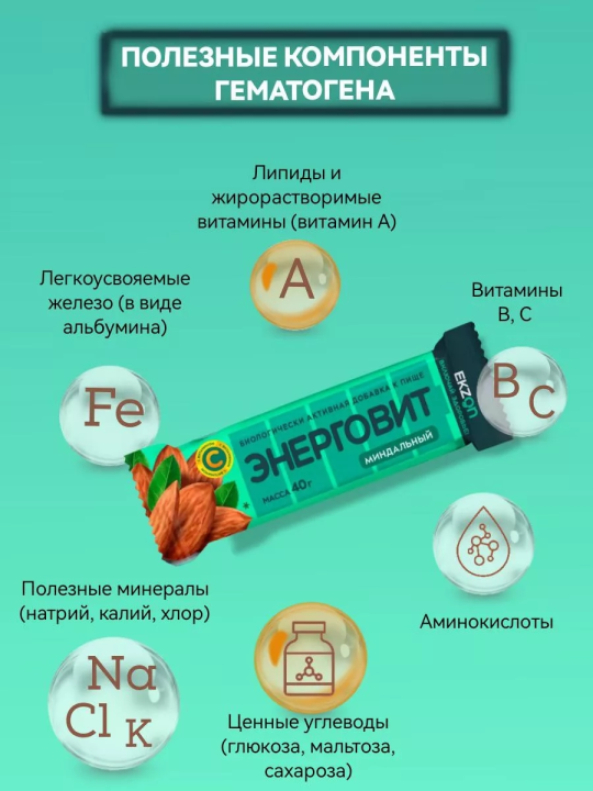 Энерговит батончик миндальный 10 штук