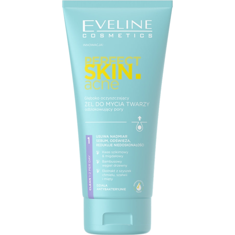 Гель для умывания «Eveline» Perfect Skin. Acne, Глубоко очищающий, 150 мл