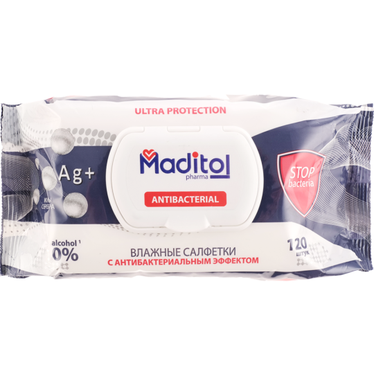 Салфетки влажные «Maditol» Pharma, антибактериальные, 120 шт