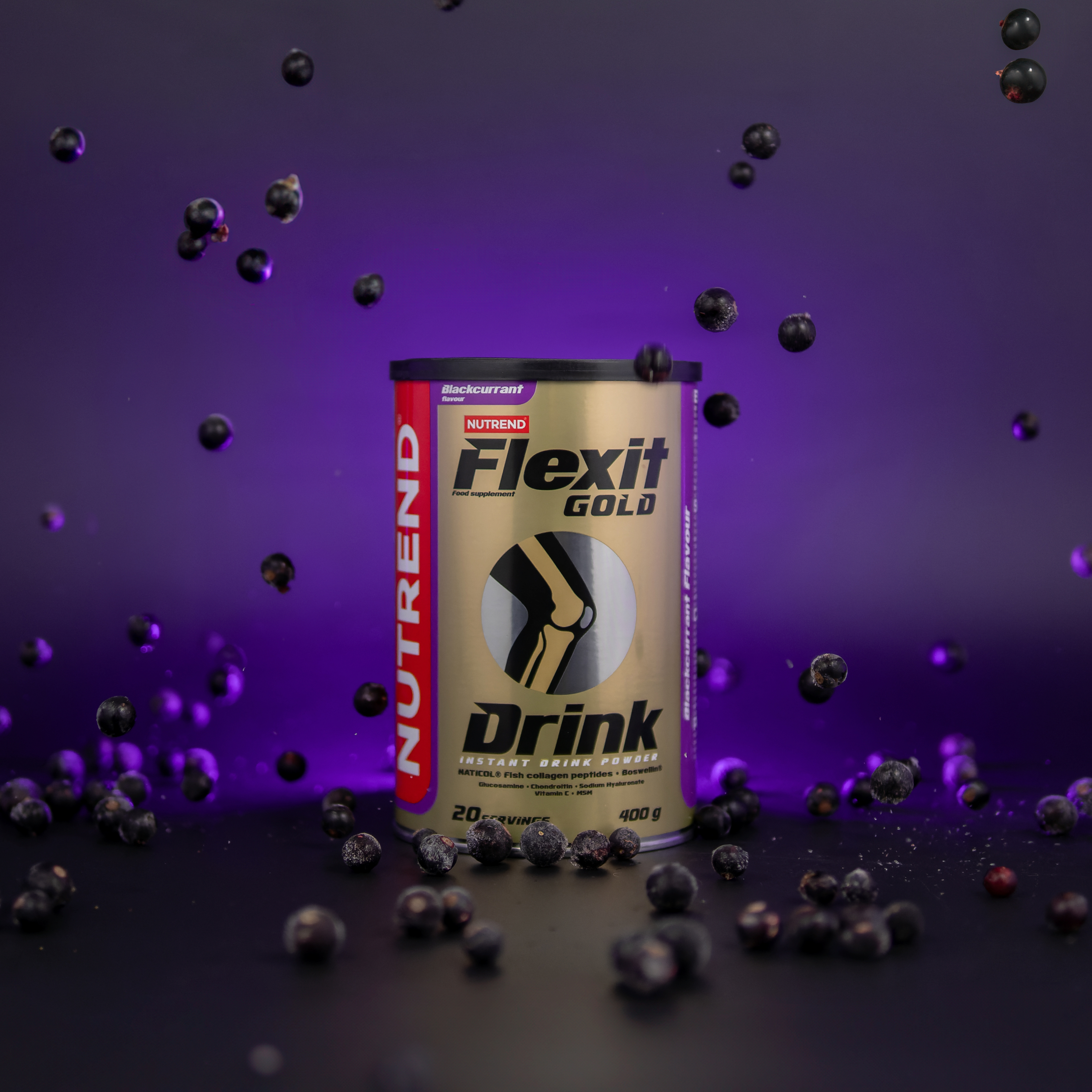 Коллаген для суставов и связок Flexit Drink Gold Nutrend, черная смородина 400 грамм