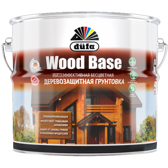 Защитная алкидная грунтовка по дереву Dufa Wood Base, от плесени и синевы, водоотталкивающая, прозрачный, 2 л