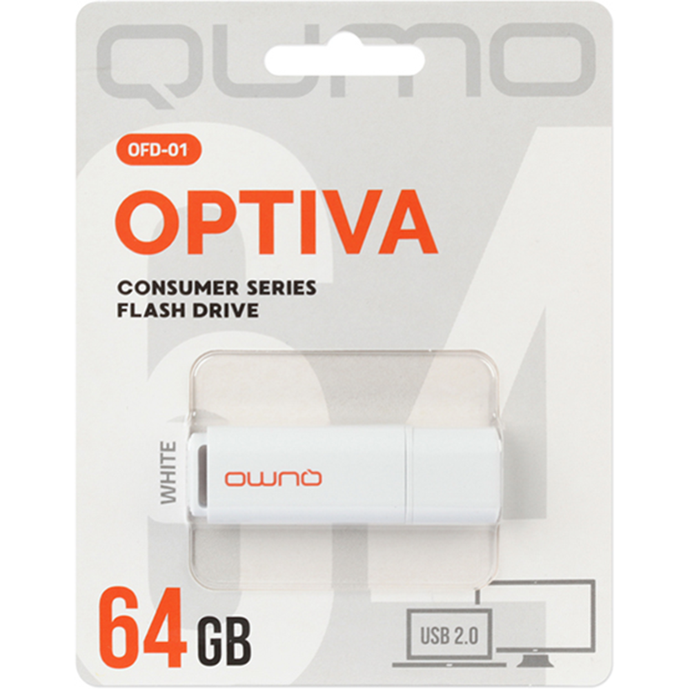 USB Flash «Qumo» Optiva 02 64GB 2.0, QM64GUD-OP2-white