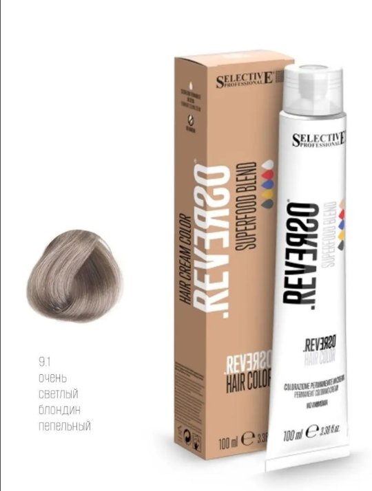 Крем-краска без аммиака Selective Professional - REVERSO Hair Color 9.1, 100 мл.