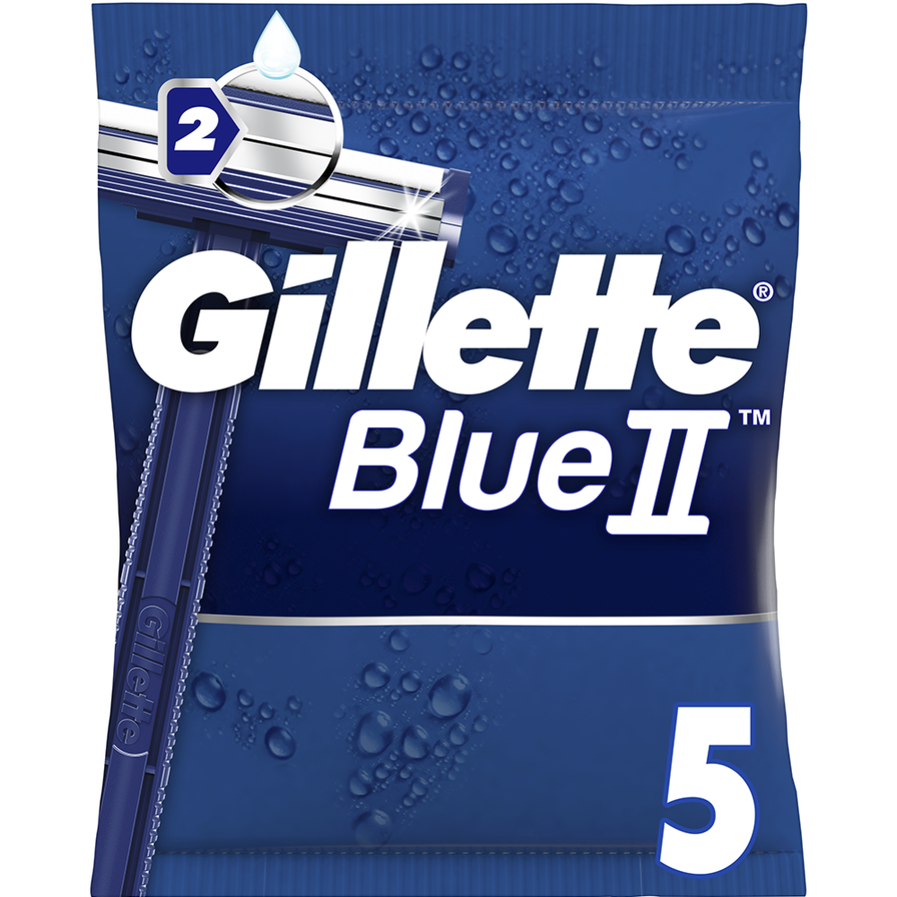 Одноразовые бритвы «Gillette» Blue II с хромовым покрытием, 5 шт #0